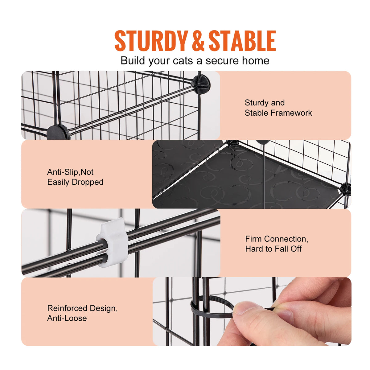 SucceBuy Multilayer Metal Cat Cage With Hammock And Ramp