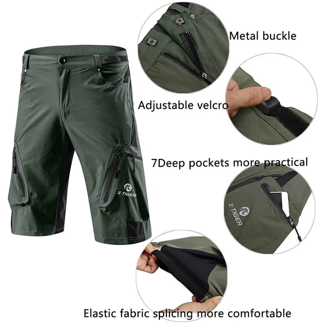 X-TIGER Mens Cycling Shorts With 5D Gel Pad MTB Mountain