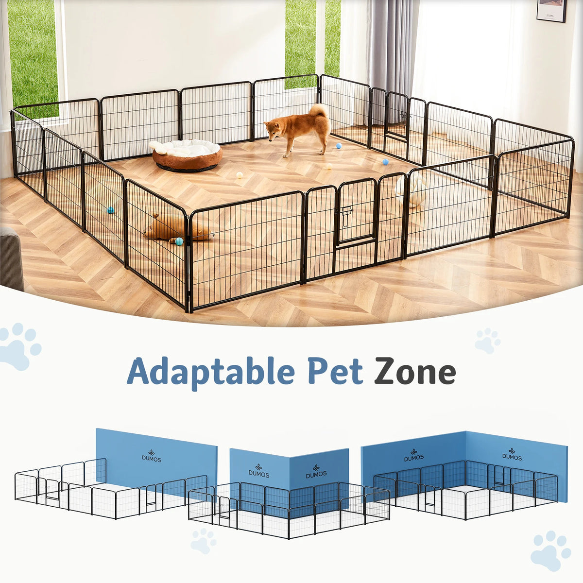 JHK 16 Panels Metal Dog Playpen And Pet Fence