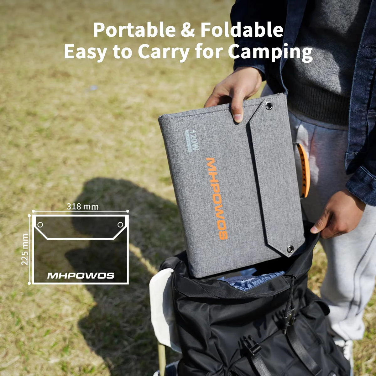 MHPOWOS 120W Foldable Solar Panel With Usb Dc Outputs Camping