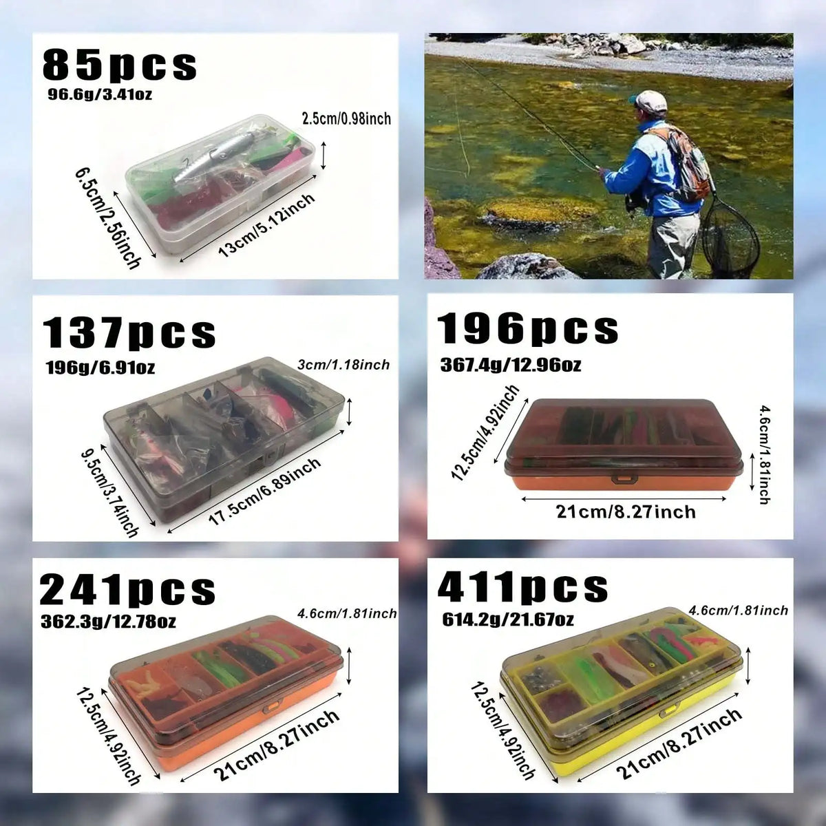 Universal Fishing Lure Set With Tackle Box And Hooks