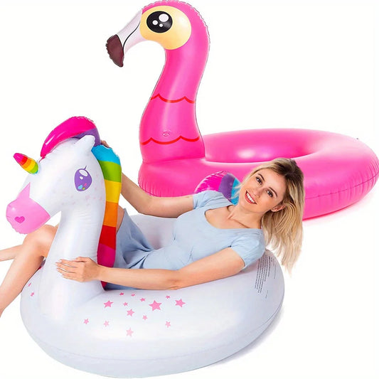 Joyfy Flamingo Unicorn Pool Floats 2 Pack Inflatable Tubes For Kids