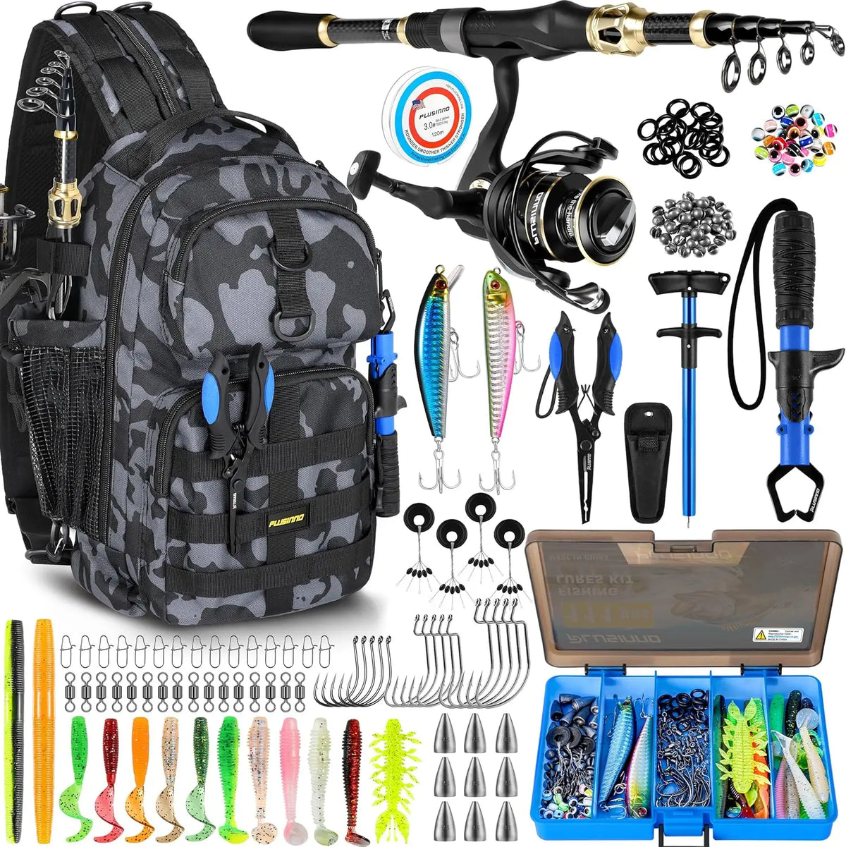 YTYIN Waterproof Fishing Backpack With Rod And Tackle Kit