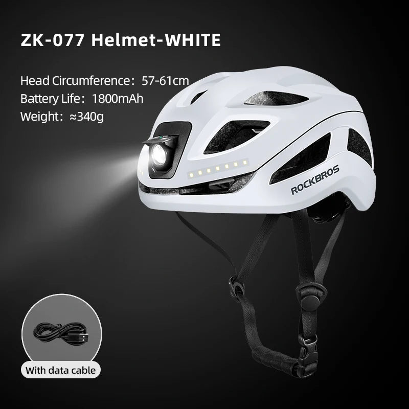 Rockbros Cycling Helmet Featuring Built In Rechargeable Led Night Light