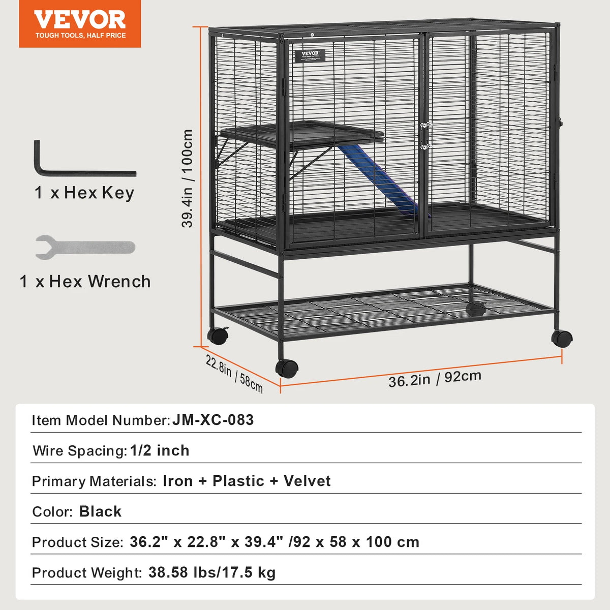 SucceBuy Metal Rolling Small Animal Multi Tier Pet Cage