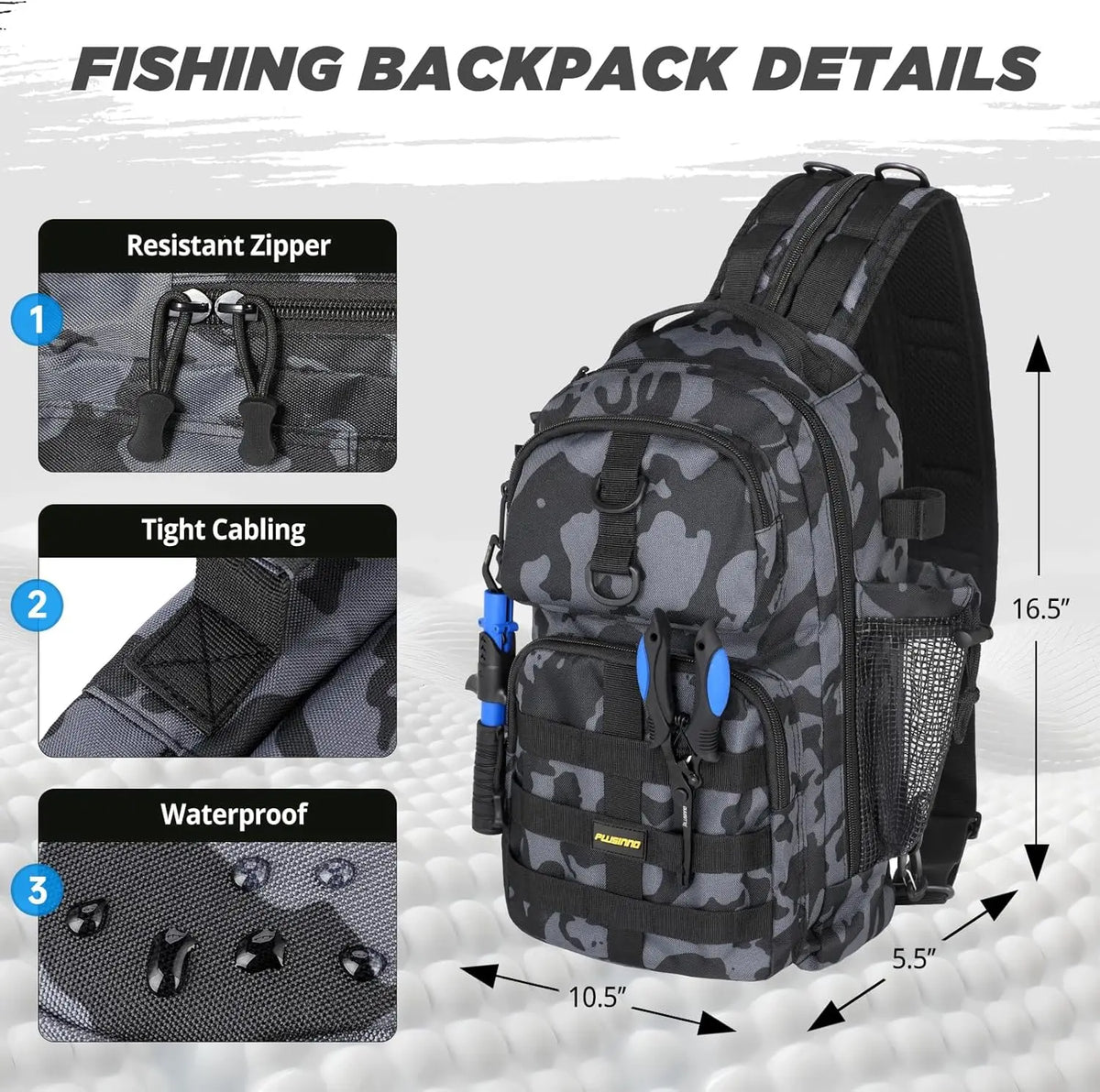 YTYIN Waterproof Fishing Backpack With Rod And Tackle Kit