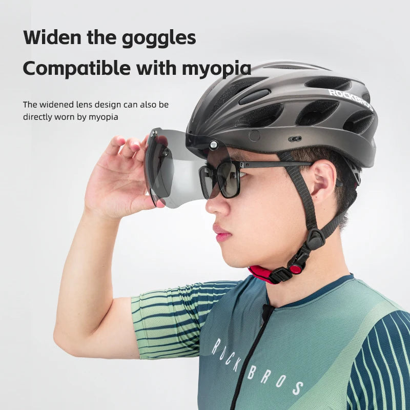 Rockbros Lightweight Cycling Helmet With Goggles For Road Biking