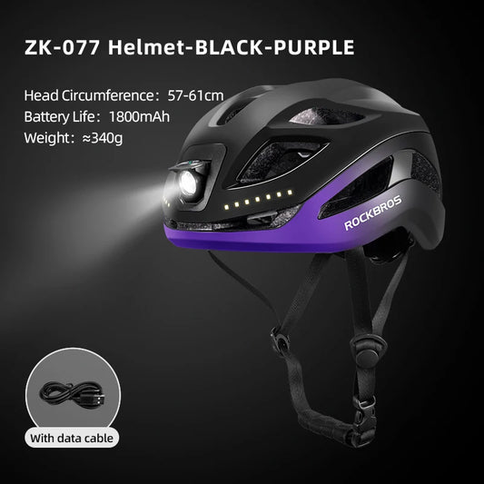 Rockbros Cycling Helmet Featuring Built In Rechargeable Led Night Light
