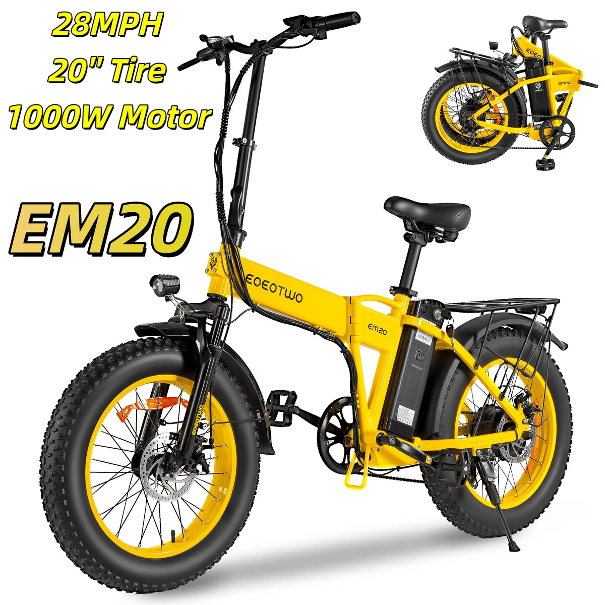 EOEOTWO 1000W Fat Tire Electric Bike With 48V Battery