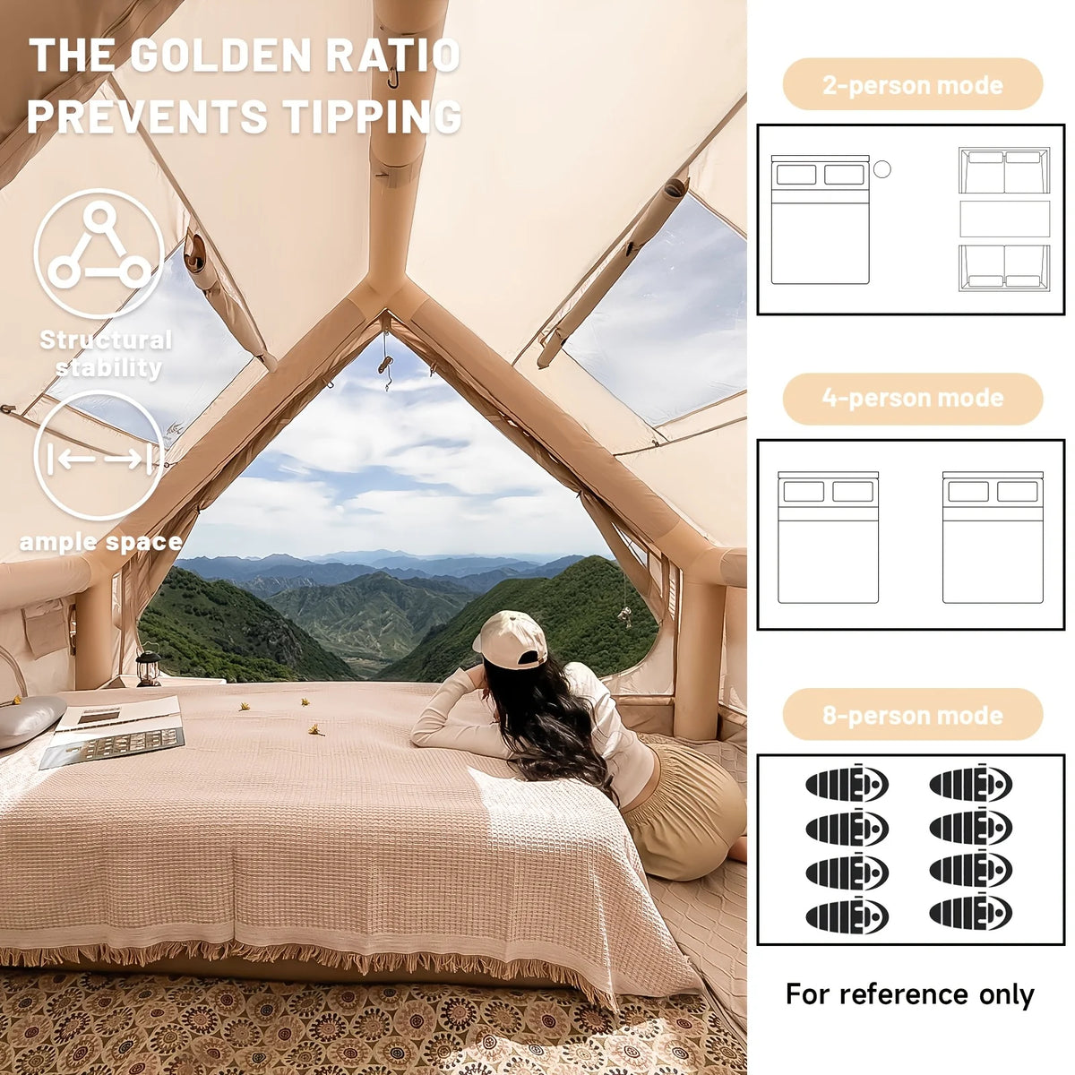 Quick Opening Inflatable Camping Tent With Skylight And Breathable Mesh