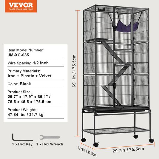 SucceBuy Metal Rolling Small Animal Multi Tier Pet Cage