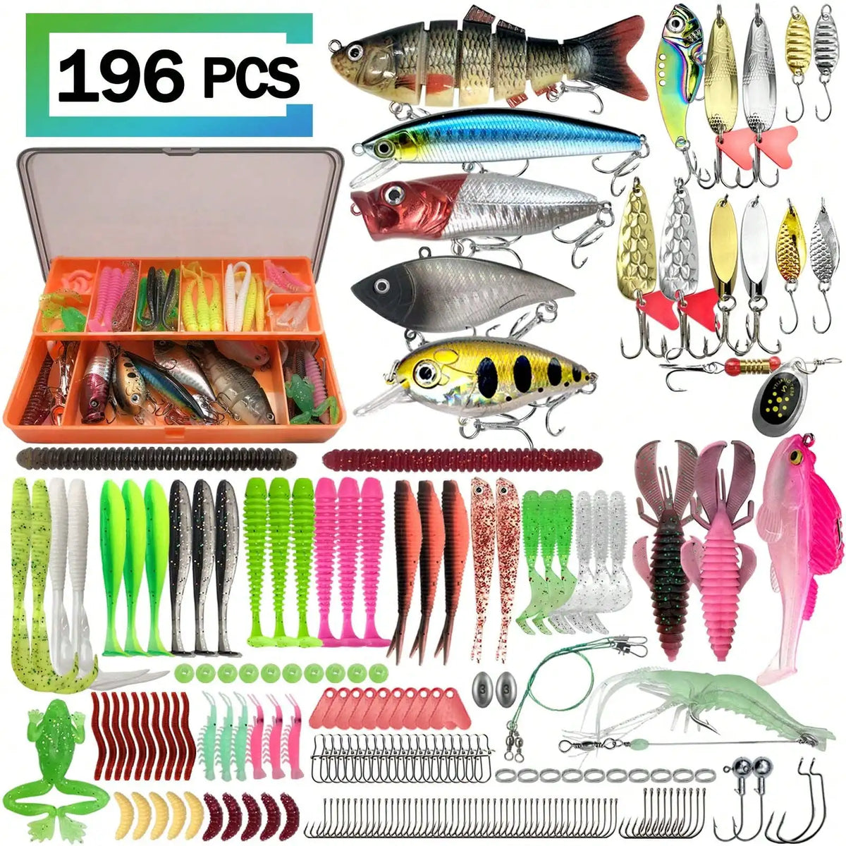 Universal Fishing Lure Set With Tackle Box And Hooks