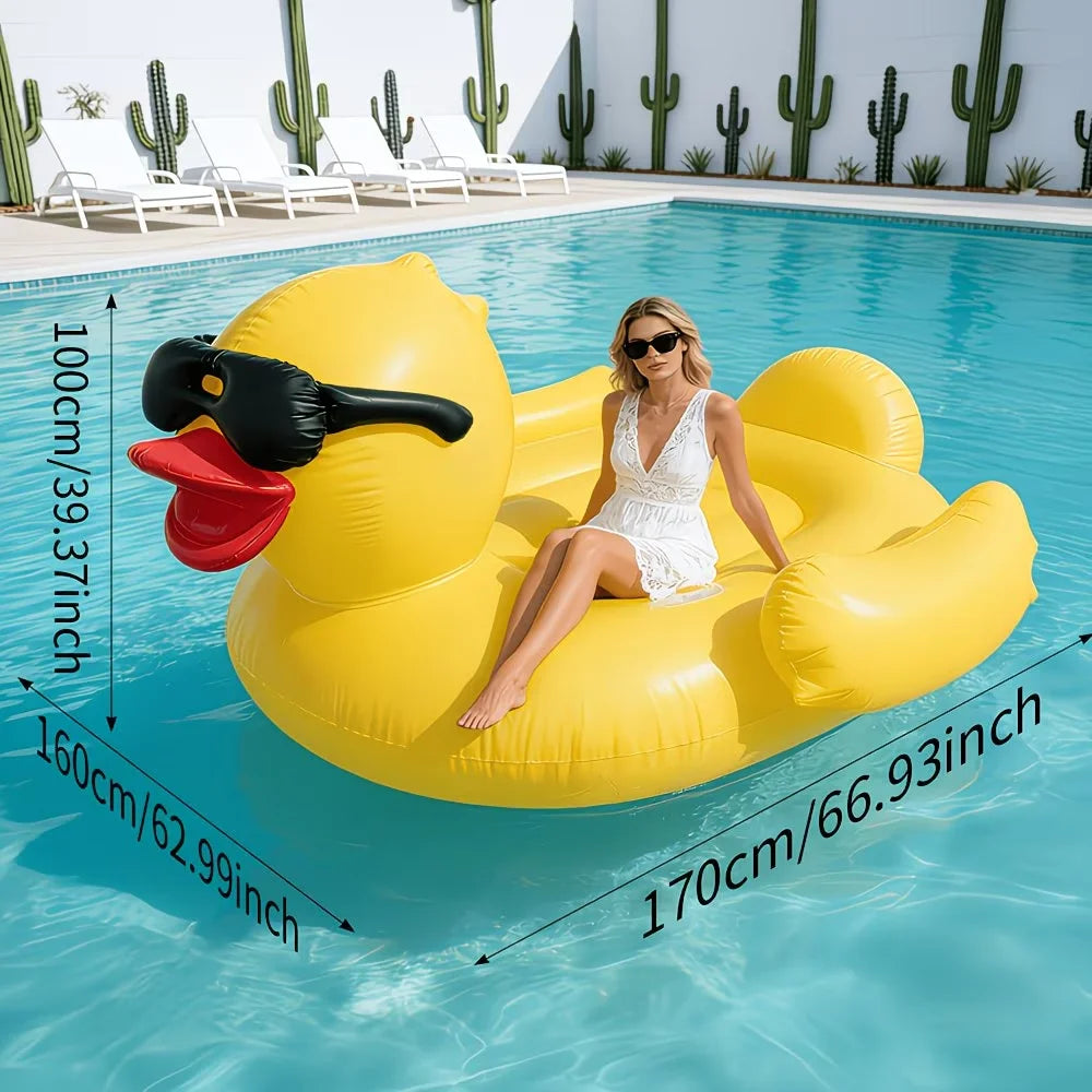 Heavy Duty Anti Rollover Inflatable Yellow Duck Pool Float For Adults