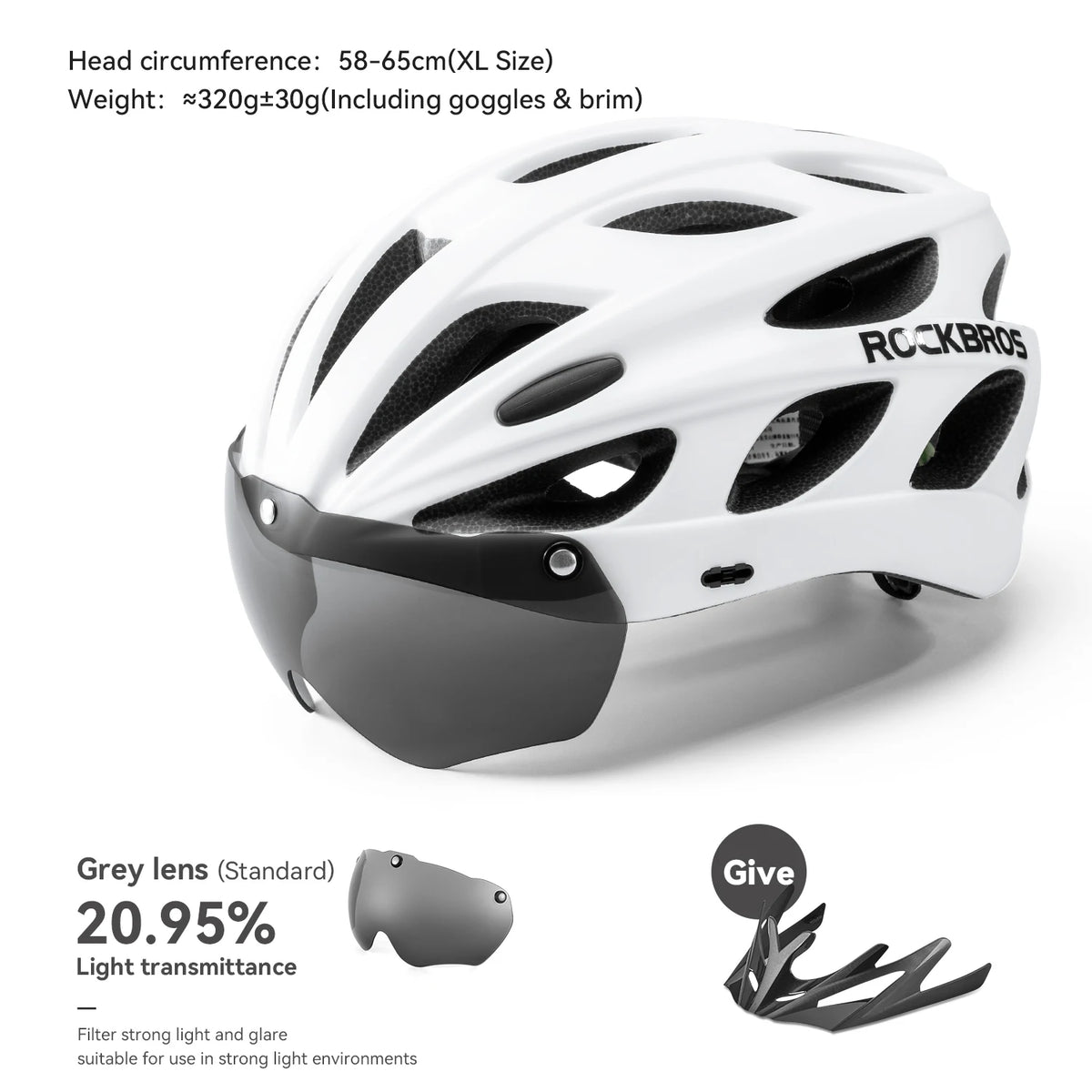 Rockbros Lightweight Cycling Helmet With Goggles For Road Biking