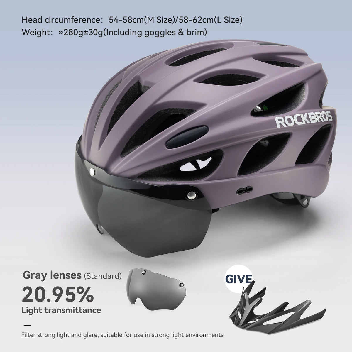 Rockbros Lightweight Cycling Helmet With Goggles For Road Biking
