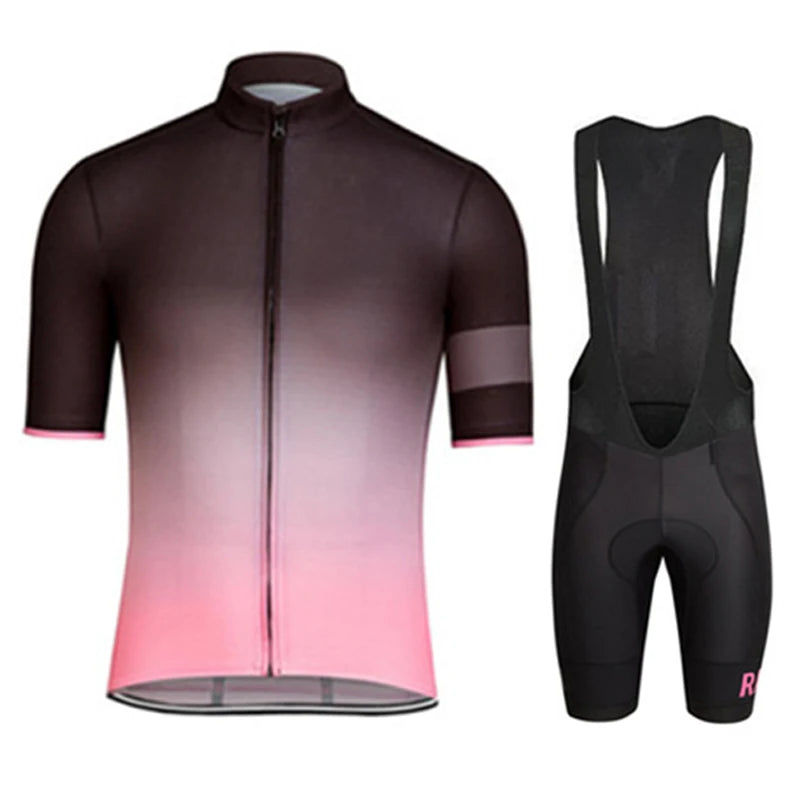 Men's Black Short Sleeve Cycling Jersey Set With GEL Bib Shorts