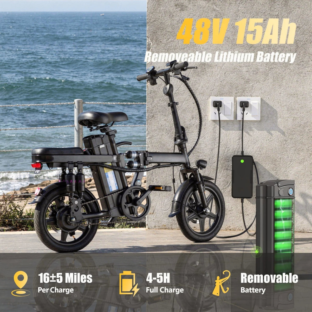 Foldable 500W 48V Adult Electric Bike With Eight Shock Absorbers