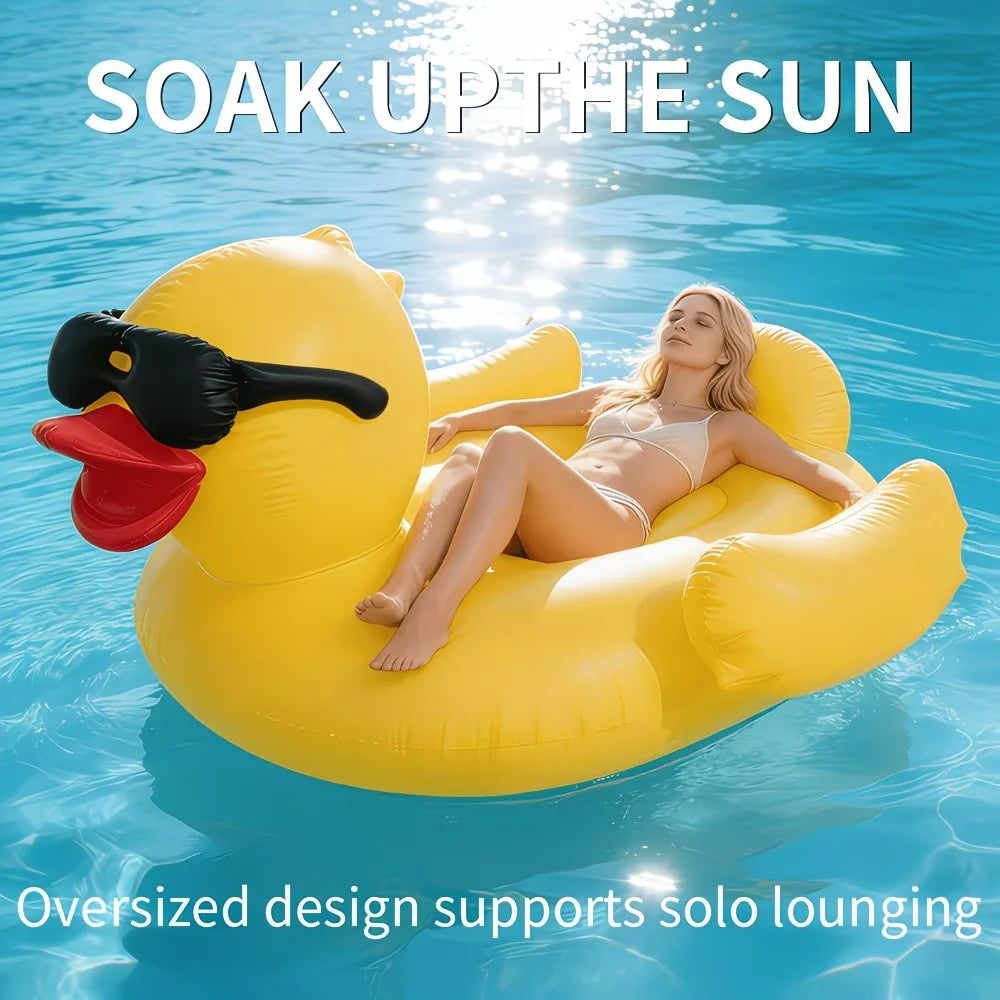 Heavy Duty Anti Rollover Inflatable Yellow Duck Pool Float For Adults