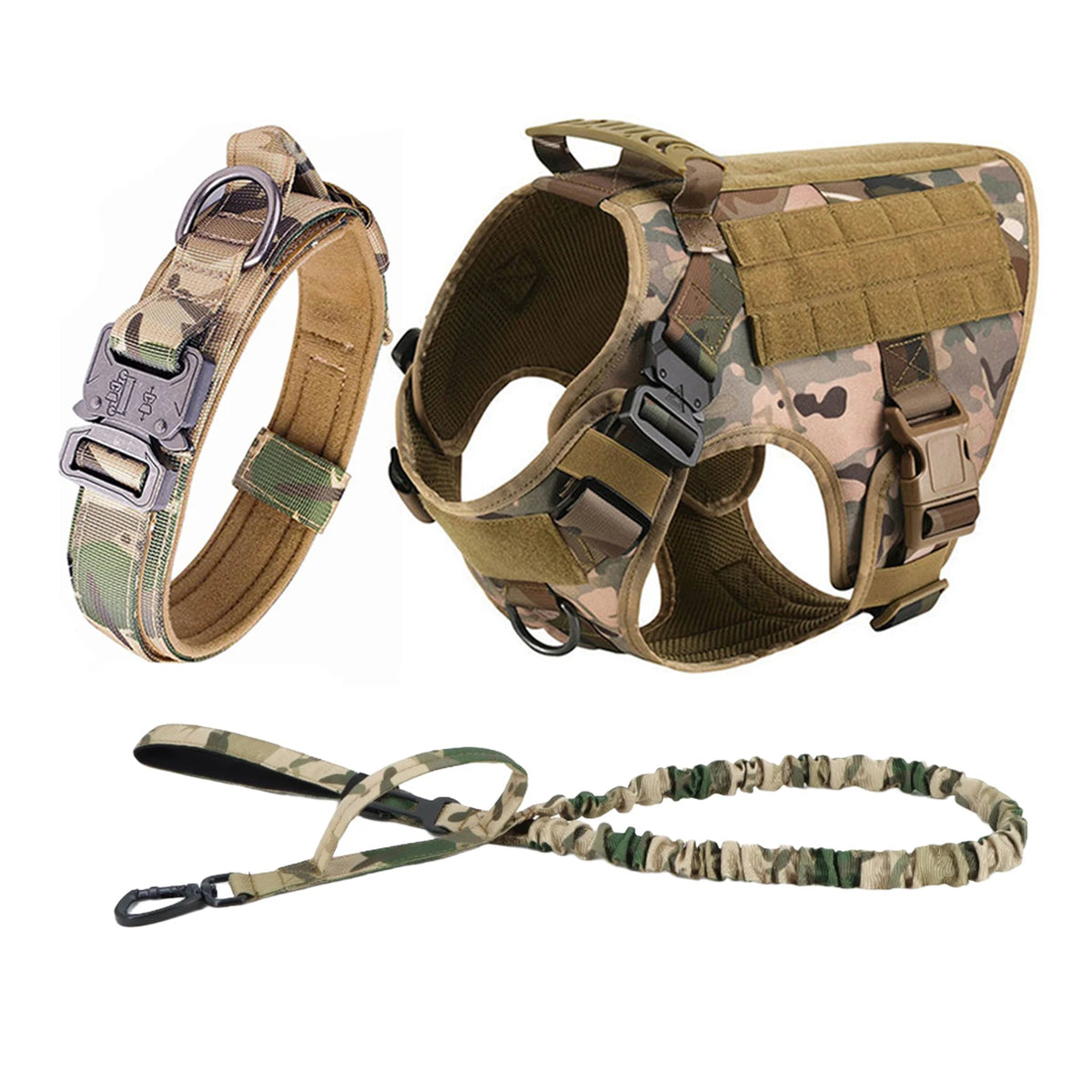 Tactical Padded Dog Harness With Molle Pouches And Quick Release