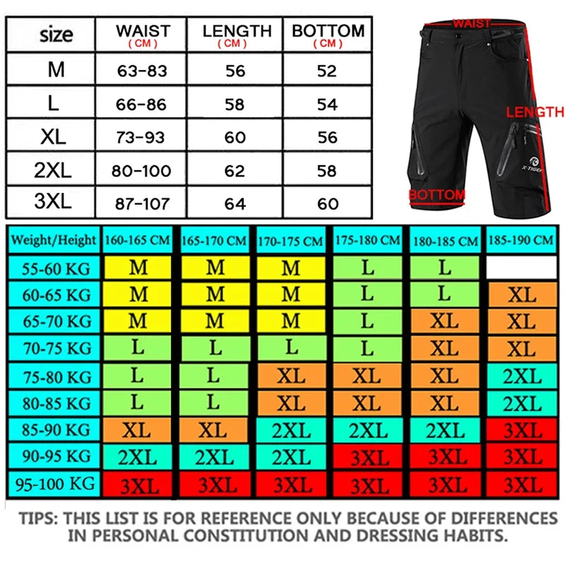 X-TIGER Mens Cycling Shorts With 5D Gel Pad MTB Mountain