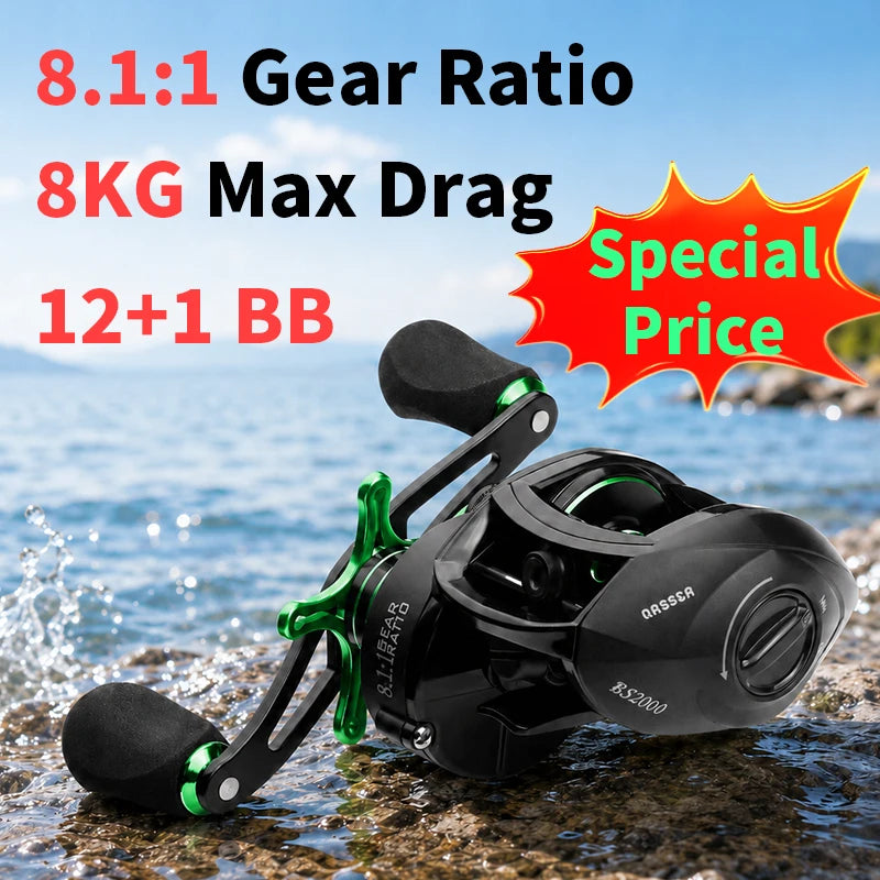 Linnhue Baitcasting Fishing Reel 12 Ball Bearings 8.1 Gear Ratio