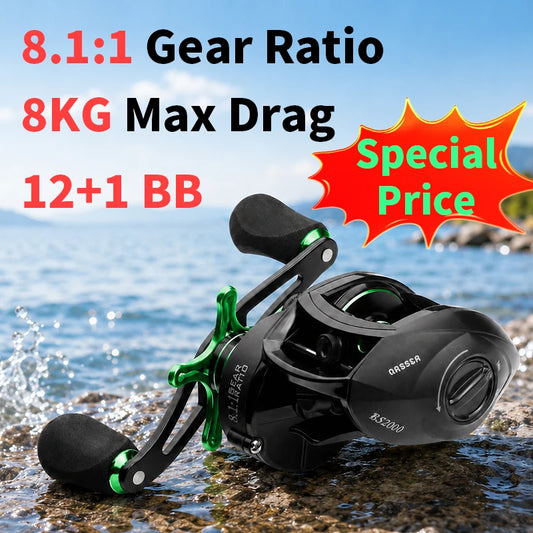 Linnhue Baitcasting Fishing Reel 12 Ball Bearings 8.1 Gear Ratio