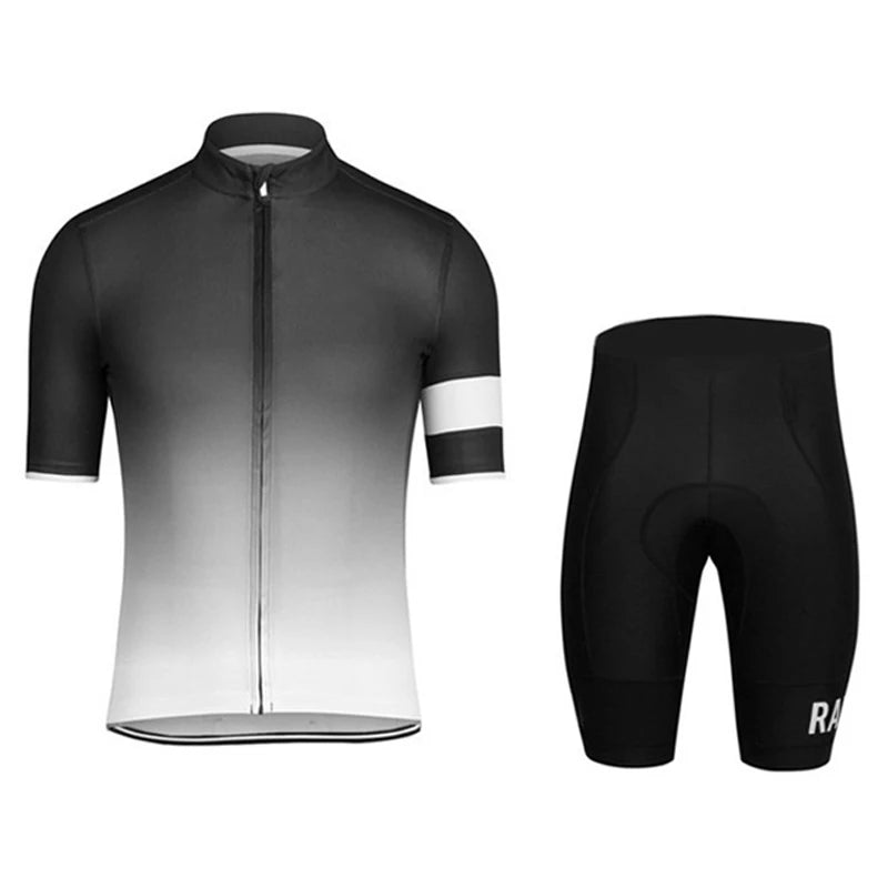Men's Black Short Sleeve Cycling Jersey Set With GEL Bib Shorts