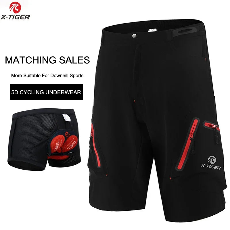 X-TIGER Mens Cycling Shorts With 5D Gel Pad MTB Mountain