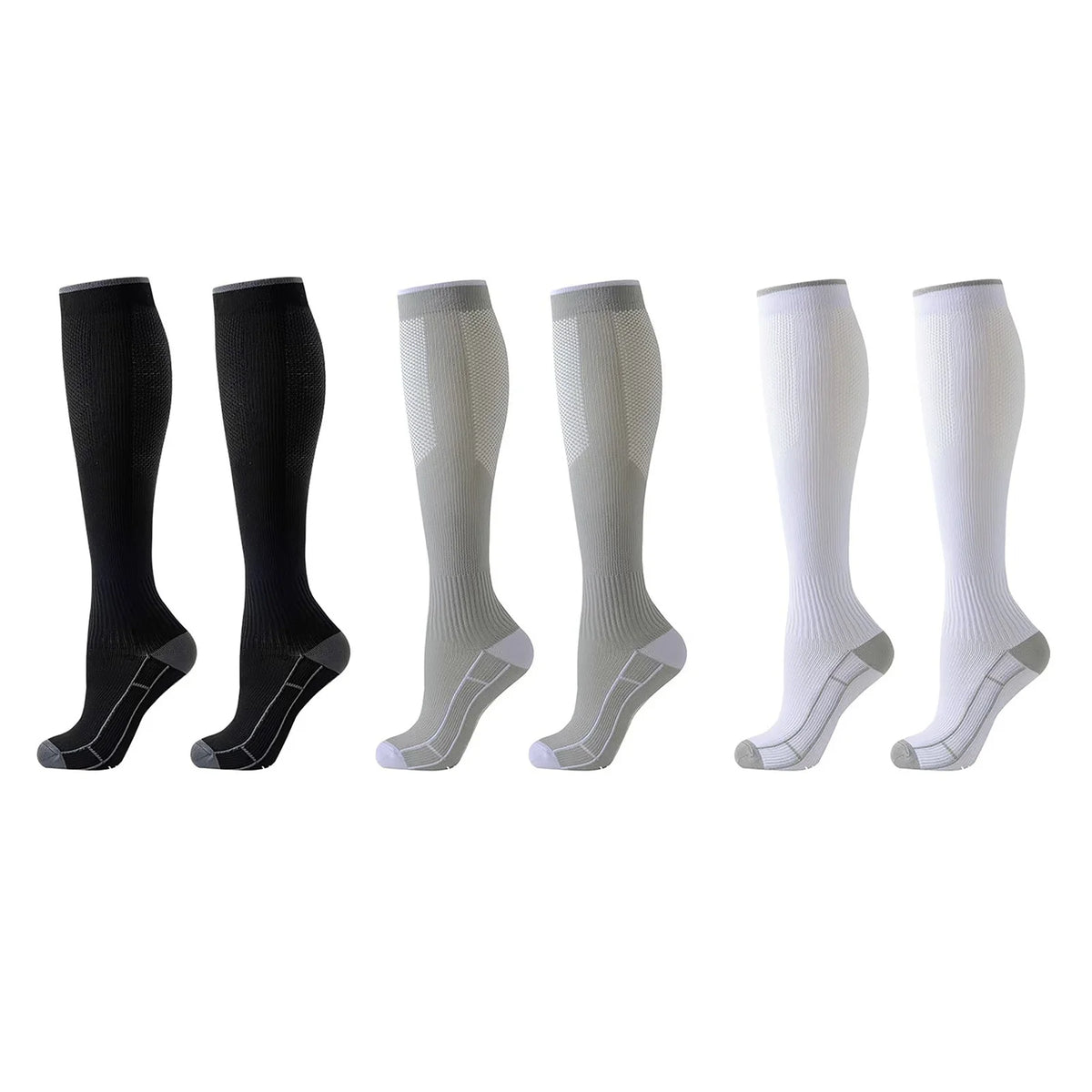 Unisex Nylon Compression Socks 20-30mmHg Knee High Athletic Support