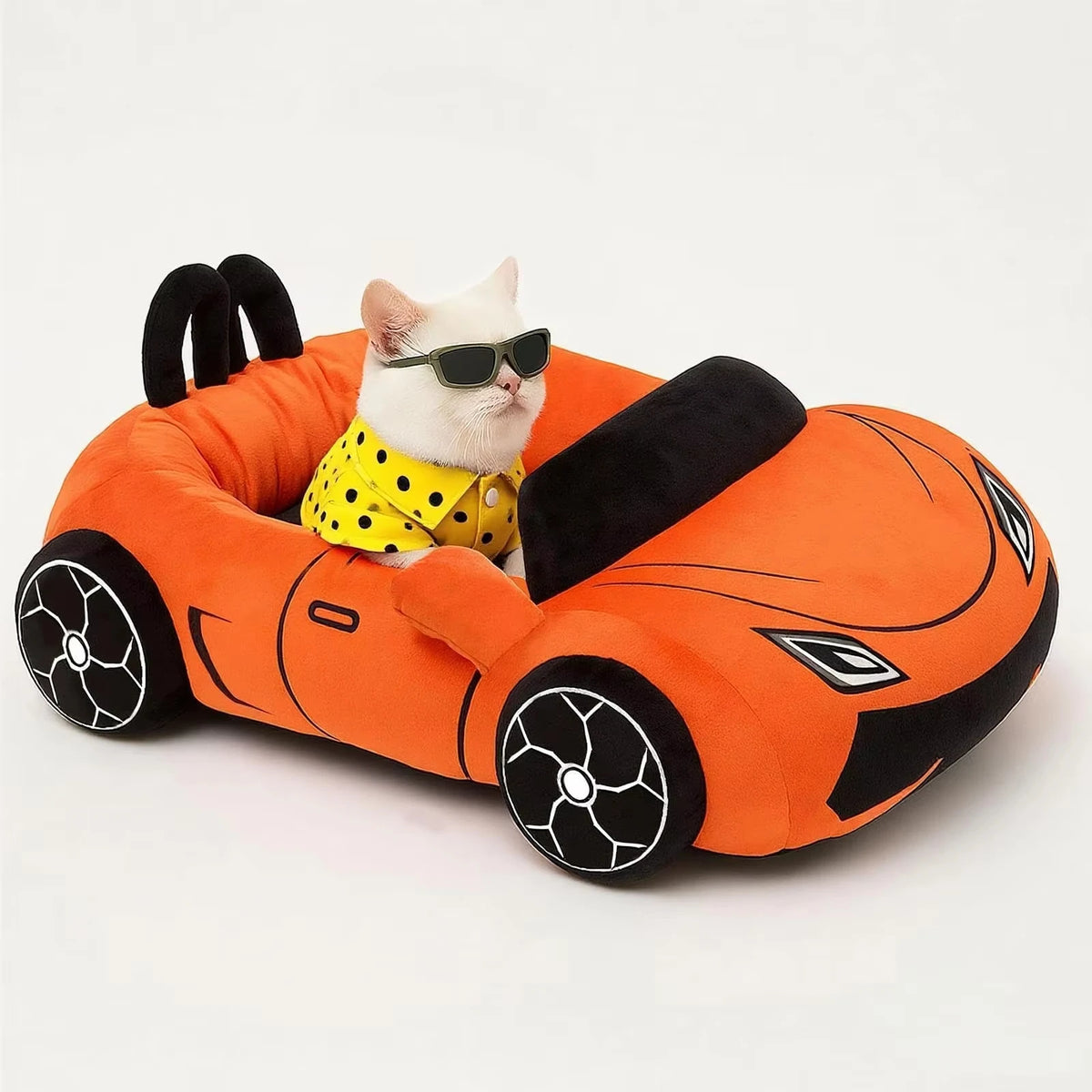CWV Supercar Design Coral Fleece Cat Bed With Pillow