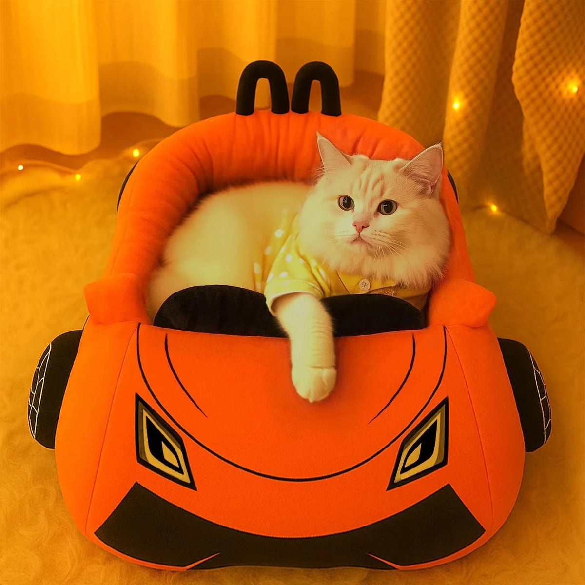 CWV Supercar Design Coral Fleece Cat Bed With Pillow