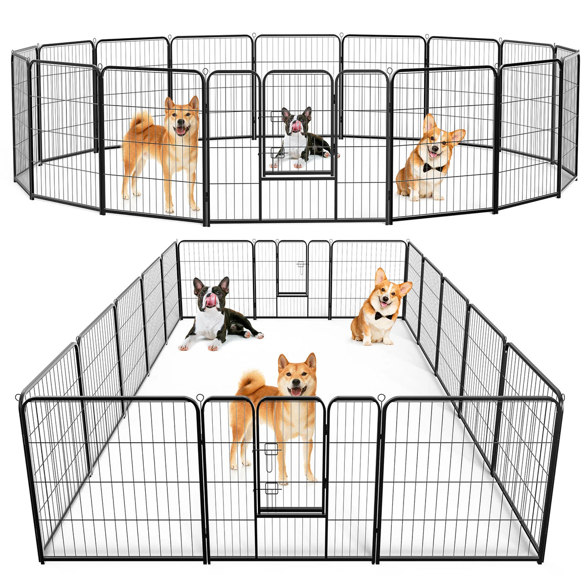 JHK 16 Panels Metal Dog Playpen And Pet Fence