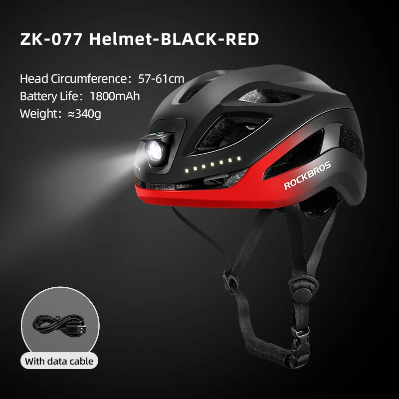 Rockbros Cycling Helmet Featuring Built In Rechargeable Led Night Light