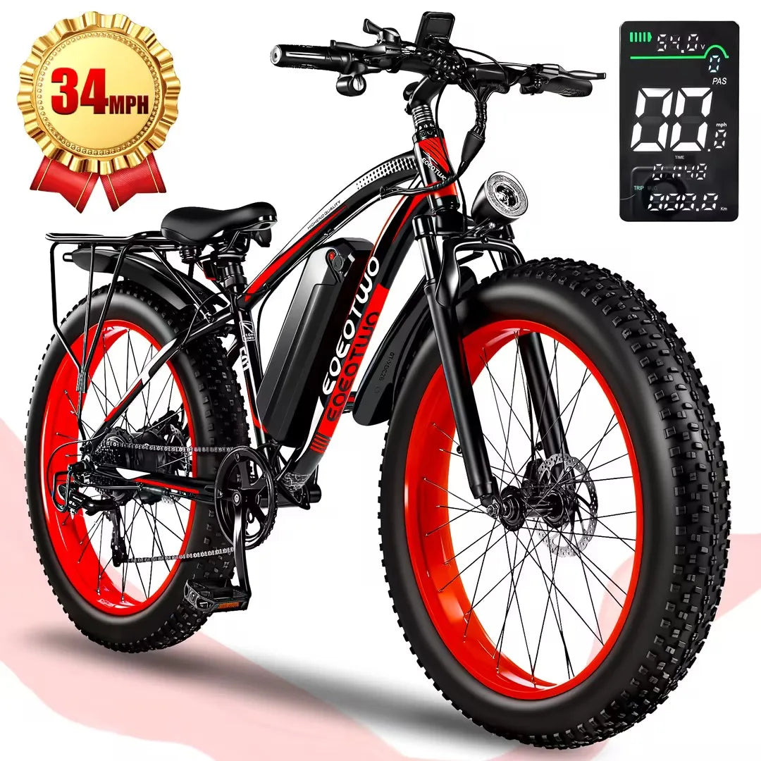 EOEOTWO 1000W Fat Tire Electric Bike With 48V Battery