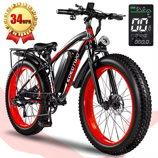 EOEOTWO 1000W Fat Tire Electric Bike With 48V Battery