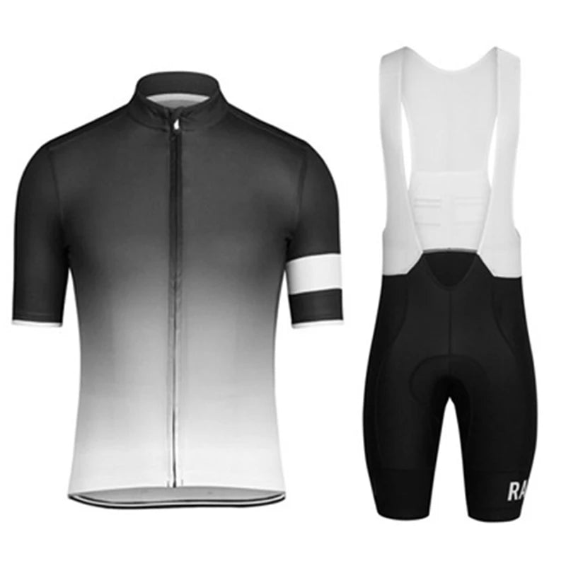Men's Black Short Sleeve Cycling Jersey Set With GEL Bib Shorts