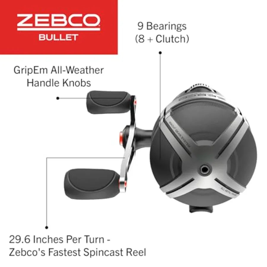 Bullet Spincast Fishing Reel Featuring Solid Brass Pinion Mechanism