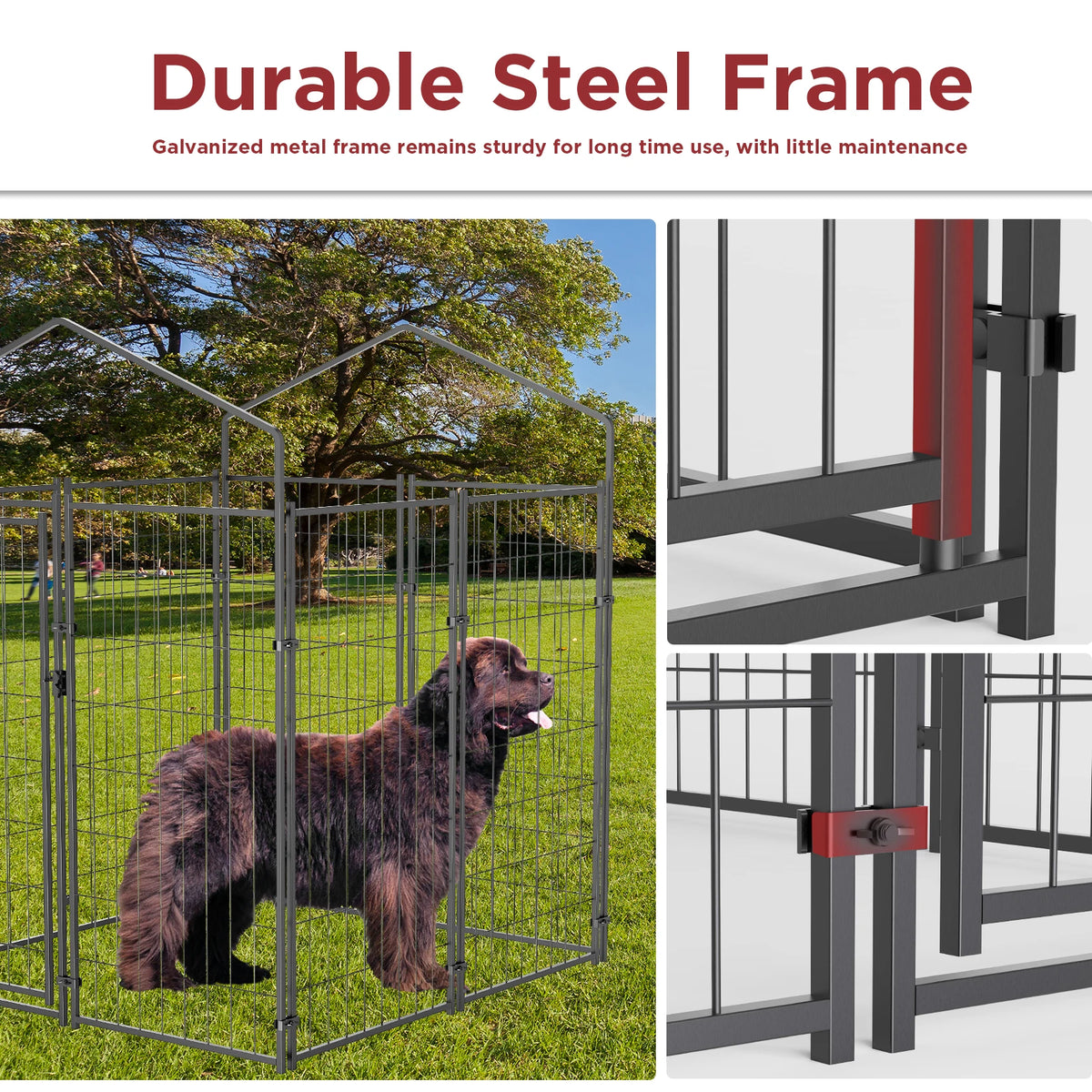 Heavy Duty Metal Dog Kennel With Removable Waterproof Cover