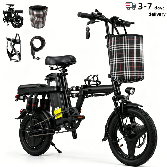 Foldable 500W 48V Adult Electric Bike With Eight Shock Absorbers