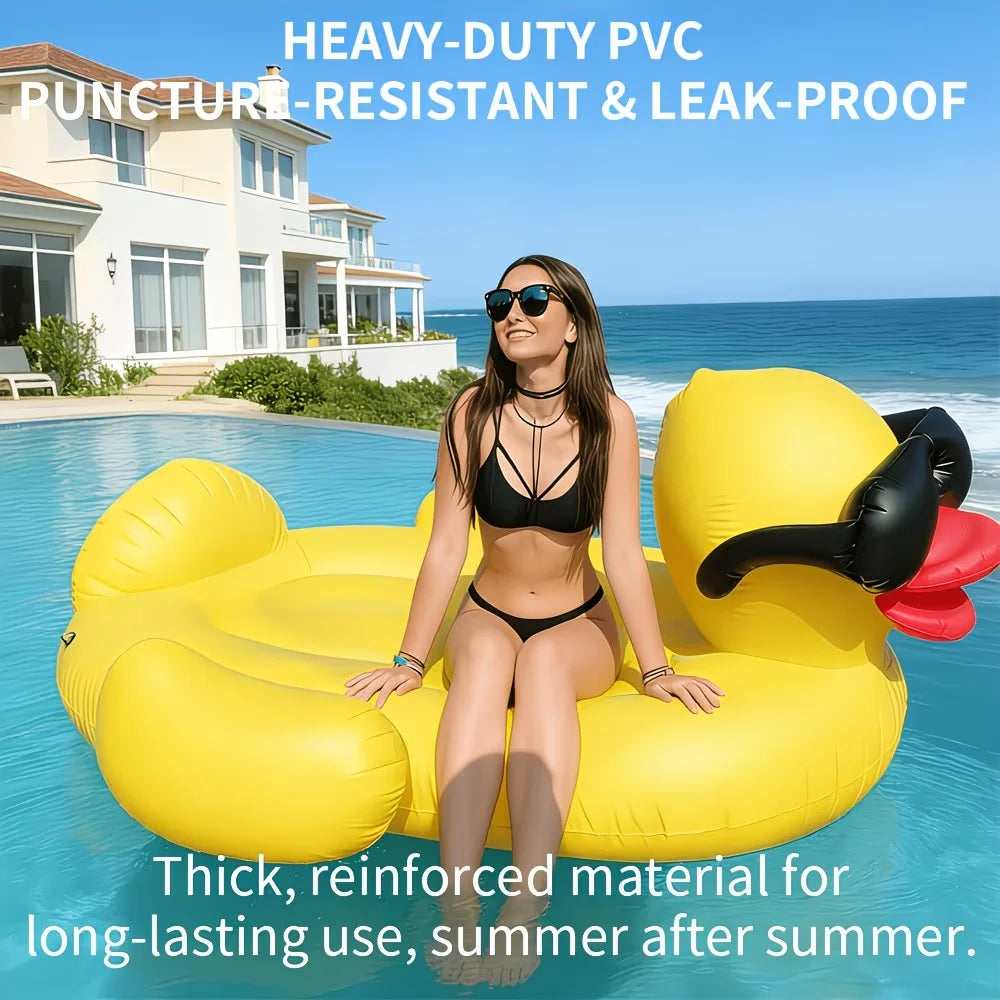 Heavy Duty Anti Rollover Inflatable Yellow Duck Pool Float For Adults