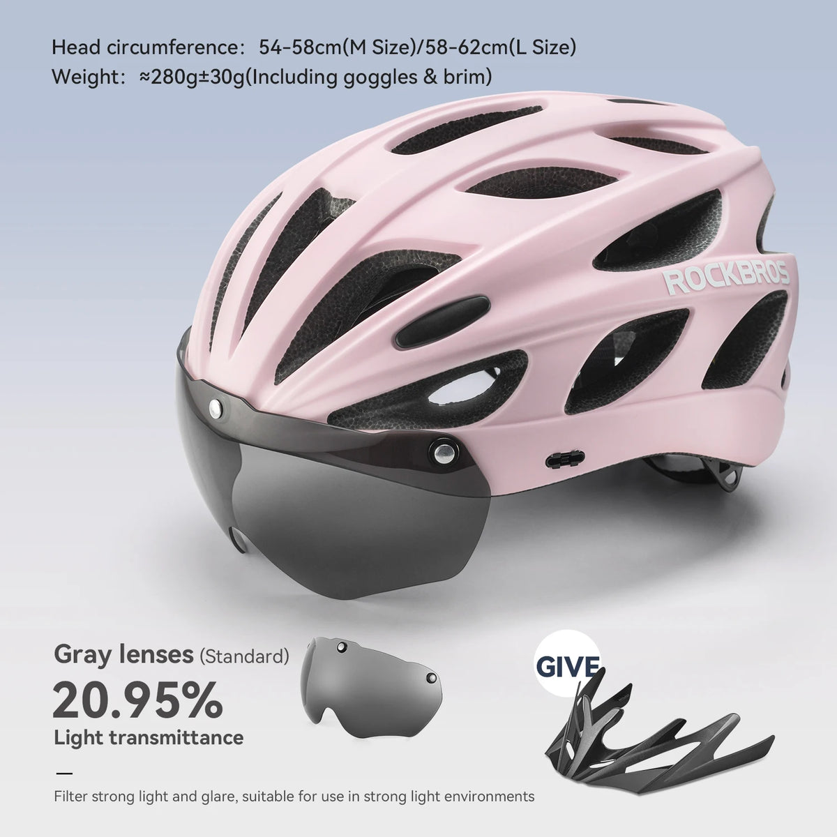 Rockbros Lightweight Cycling Helmet With Goggles For Road Biking