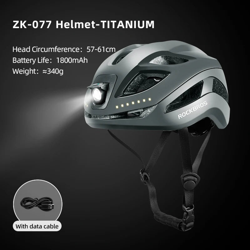 Rockbros Cycling Helmet Featuring Built In Rechargeable Led Night Light