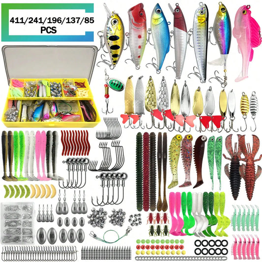 Universal Fishing Lure Set With Tackle Box And Hooks