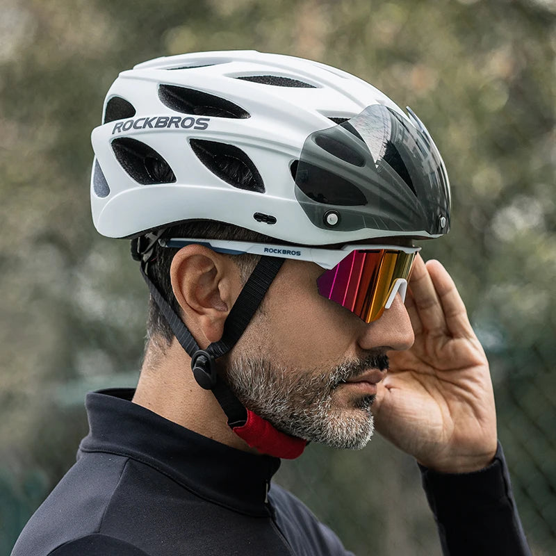 Rockbros Lightweight Cycling Helmet With Goggles For Road Biking