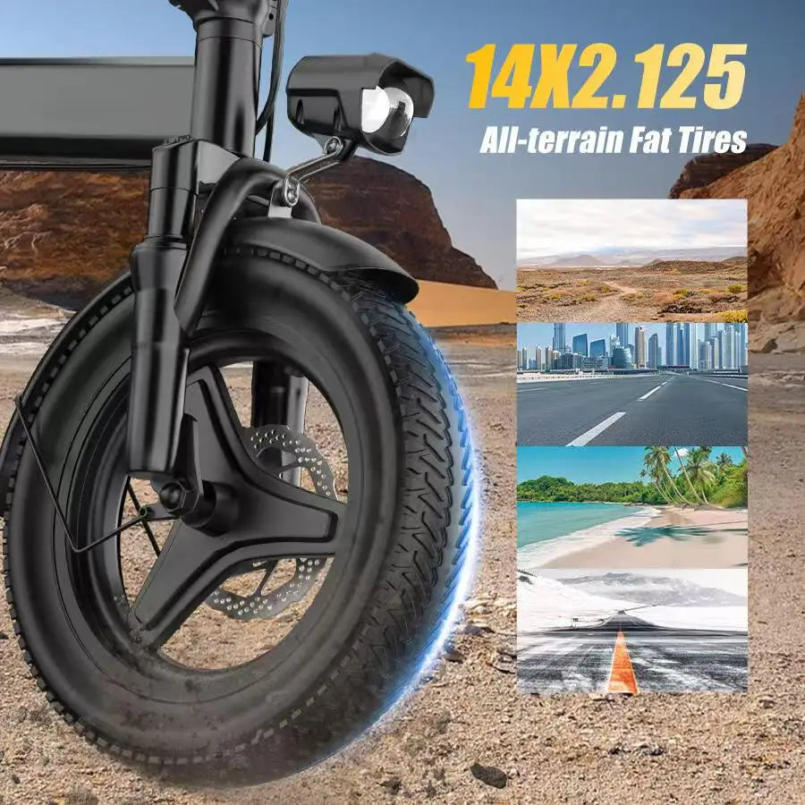 Foldable 500W 48V Adult Electric Bike With Eight Shock Absorbers