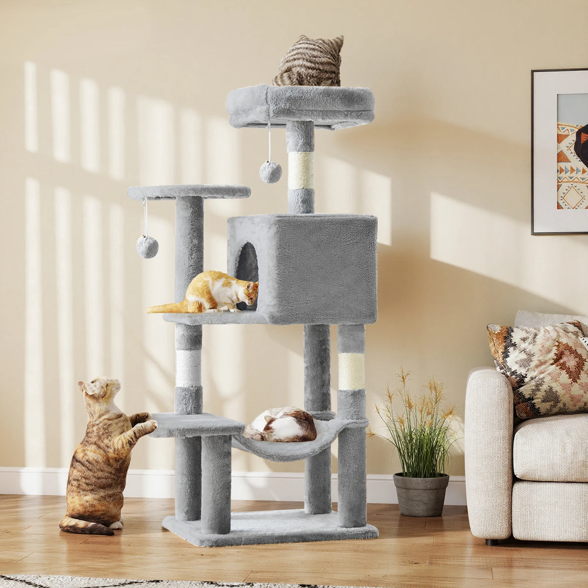 Jhk Sturdy Multi Tier Cat Tree With Sisal Scratching Condo