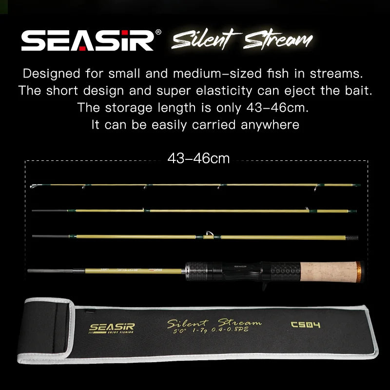 SeaSir Silent Stream Carbon Fiber Travel Lure Fishing Rod