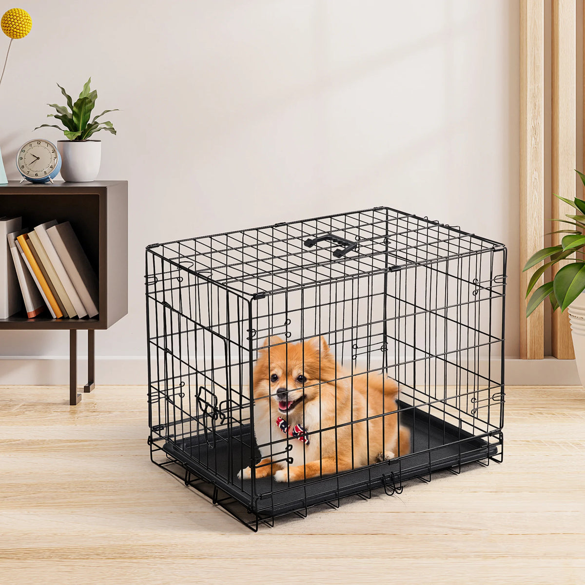 JHK Single Door Folding Metal Wire Pet Kennel Indoor Outdoor